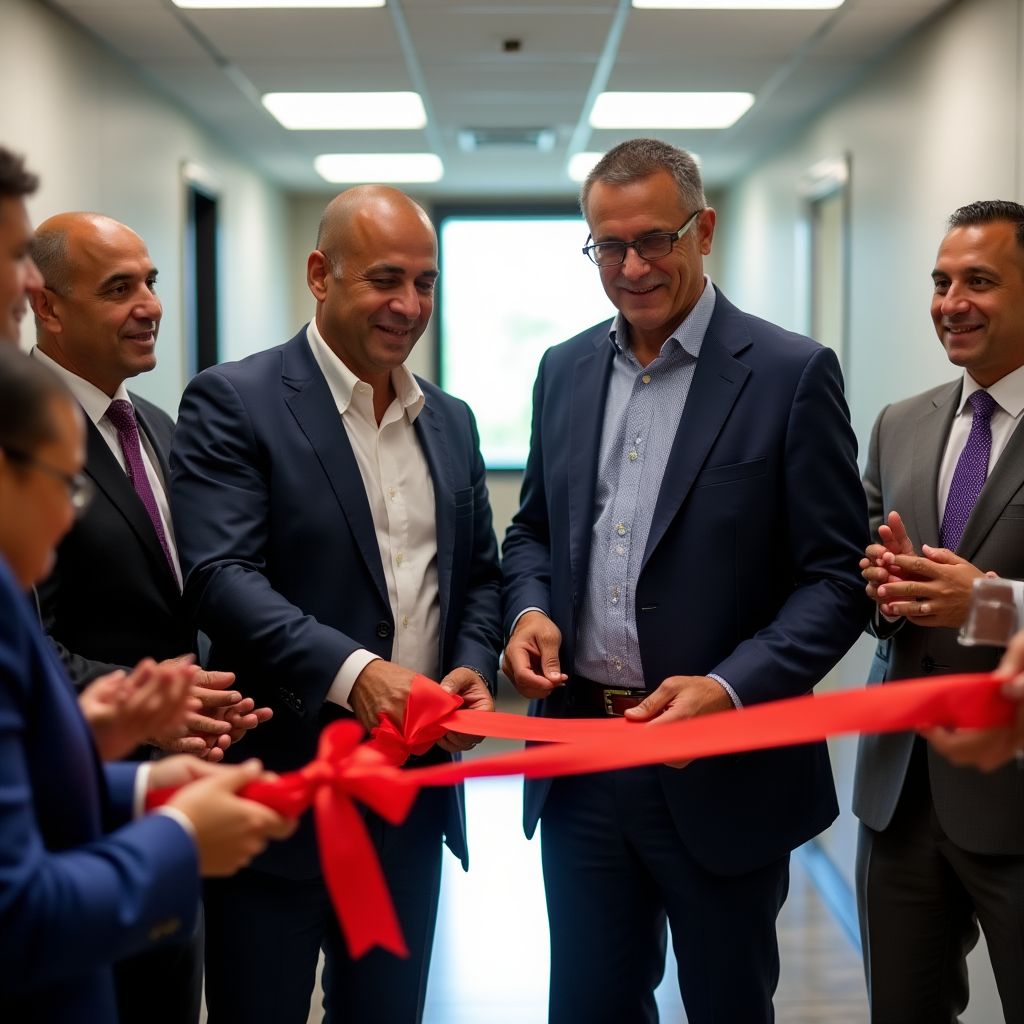 Fundadores de FinanciaSalva en la inauguración de la primera oficina en 2012